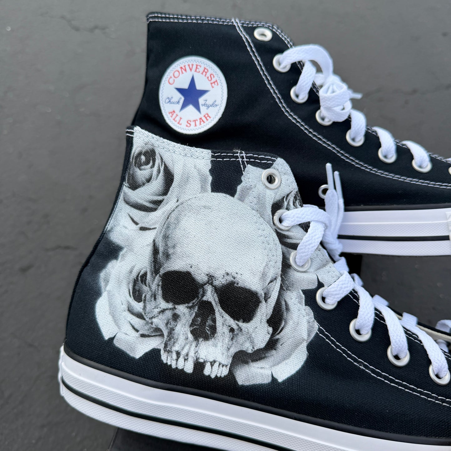 custom converse high top shoes rose skull design