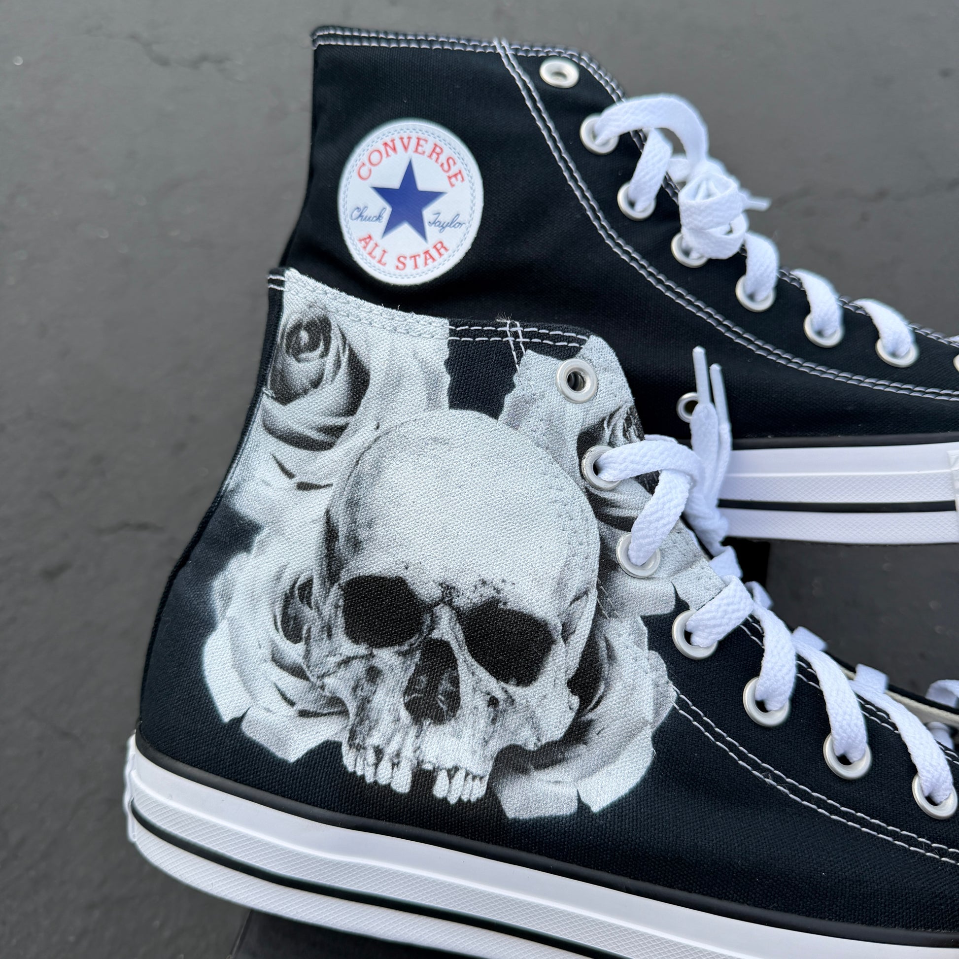 custom converse high top shoes rose skull design