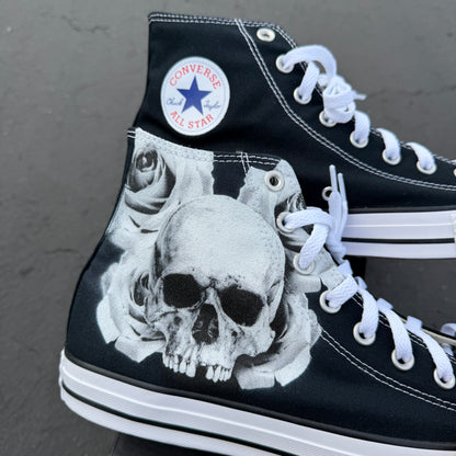 custom converse high top shoes rose skull design