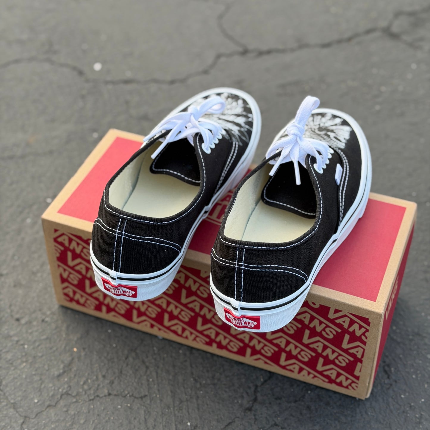 Skull Chief Black Vans Authentic Shoes - Men's and Women's Custom Vans Sneakers