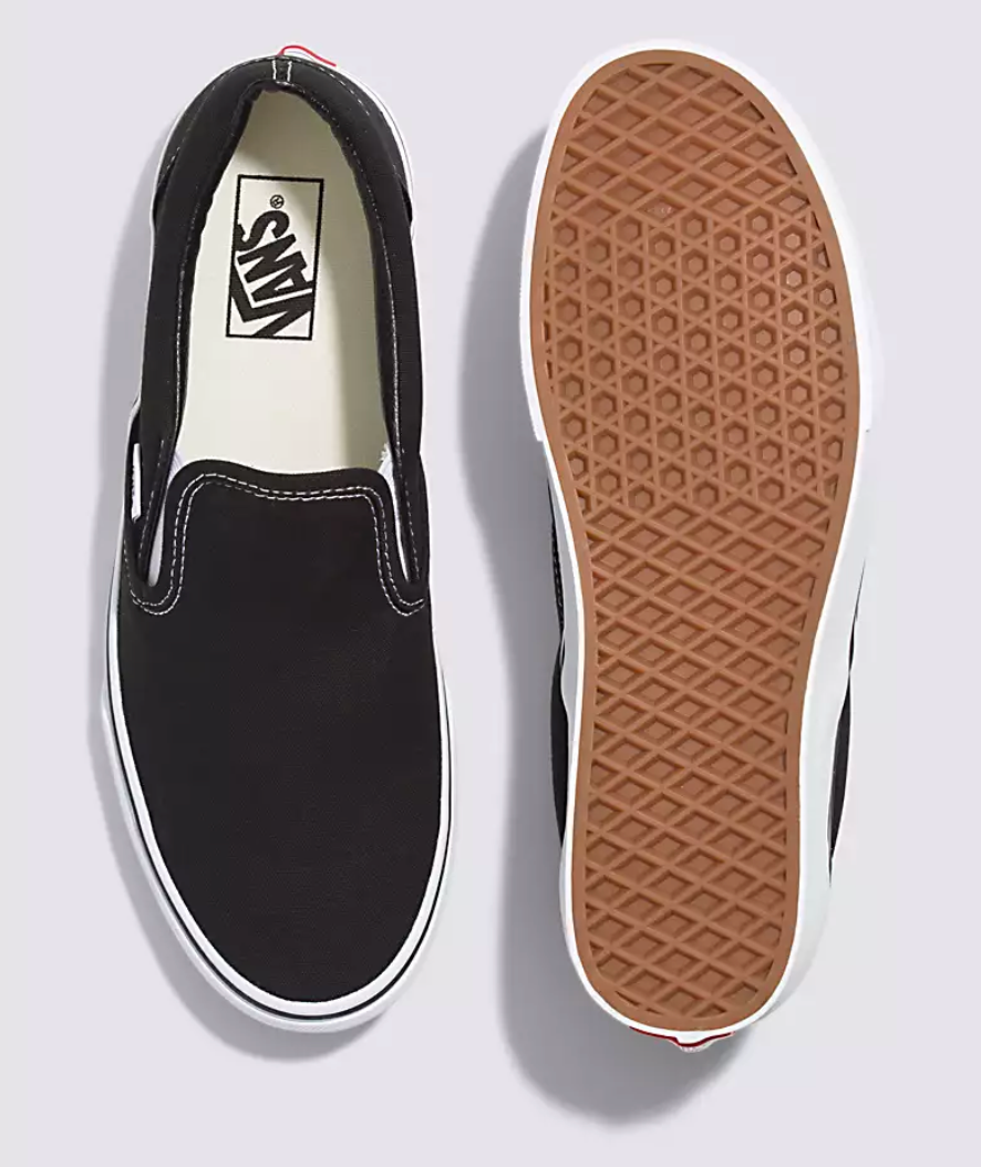Mens size 6 (womens 7.5) Black/White Slip On Vans  Gomez and Morticia Addams Theme Custom Order