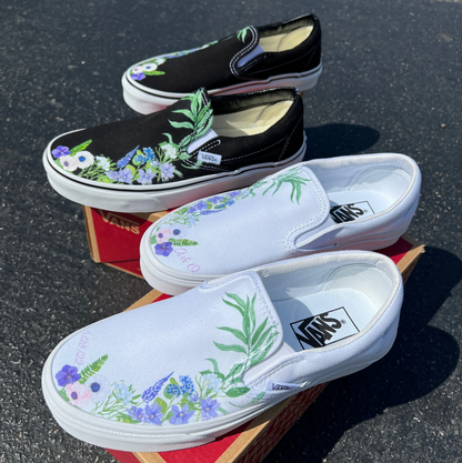 Purple Lavender Flower Wedding Custom Slip On Vans Bridal Shoes Wedd BlvdCustom
