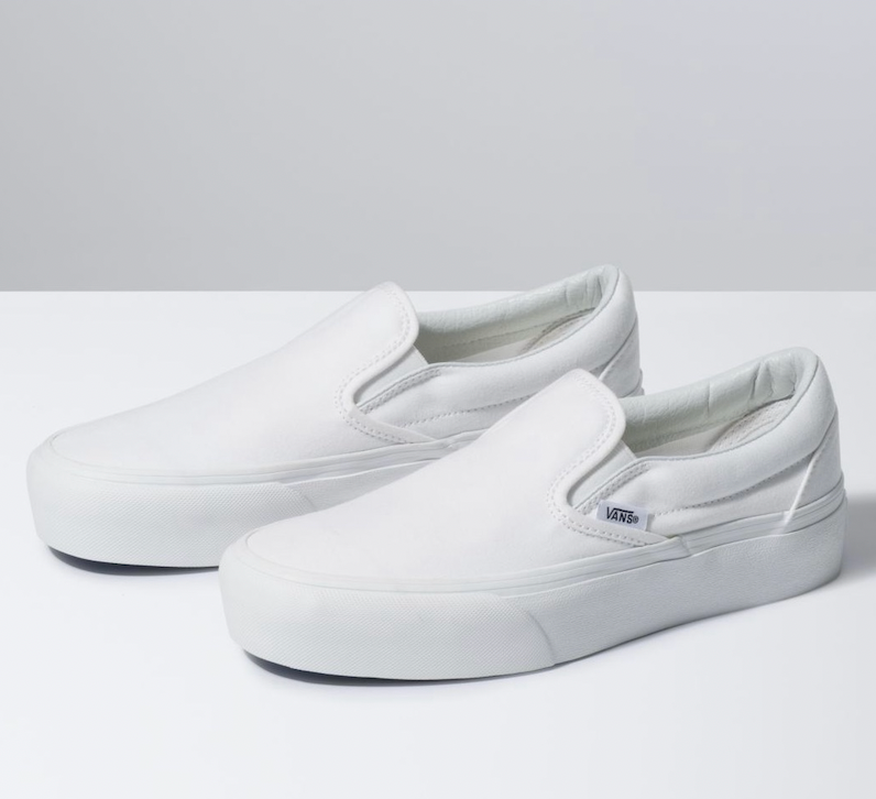 Platform Shoes - Till Death Do Us Part Skeleton Heart Hands White Wedding Vans Platform Slip On Shoes for Women