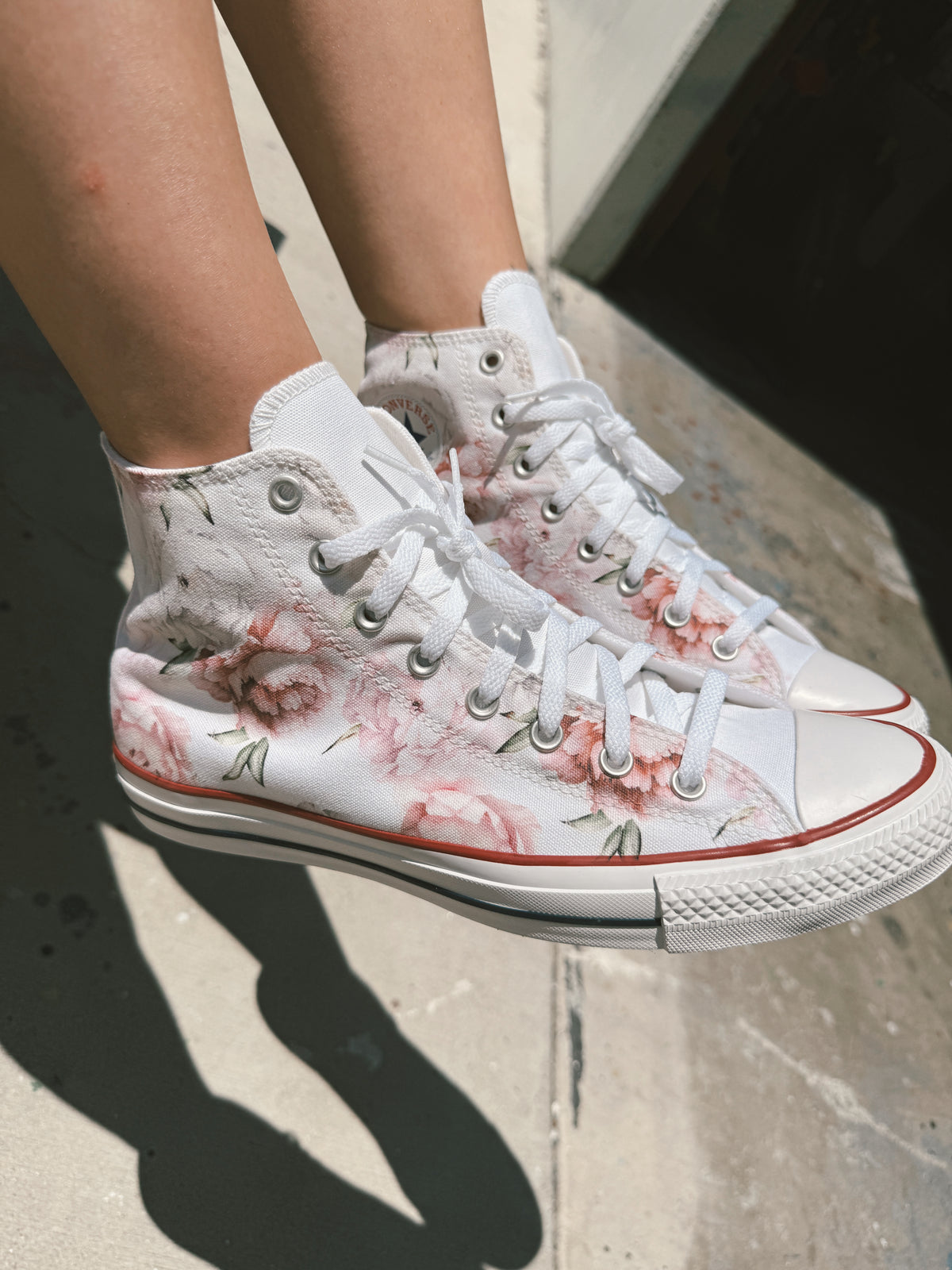 Whimsical Roses White Converse High Top Chuck Taylor Shoes Floral Cust ...