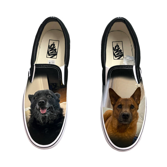 Womens 8 Black Slip On Vans - Custom Order