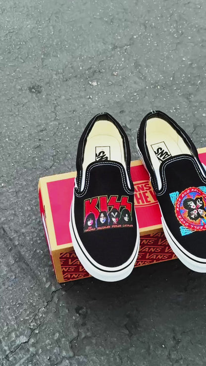 KISS Black Slip On Vans Shoes