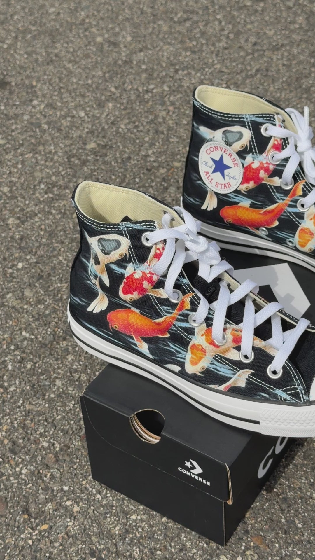 custom hand painted converse shoes with koi fish