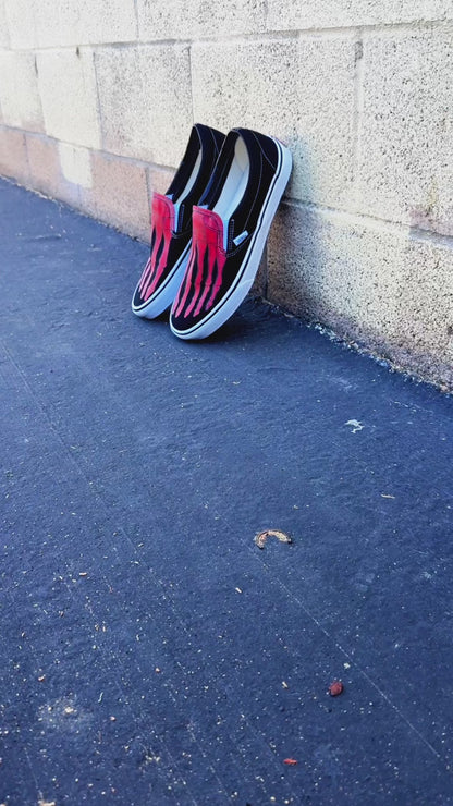 Custom Skeleton Feet Red X-Ray Slip Ons - Custom Vans Shoes