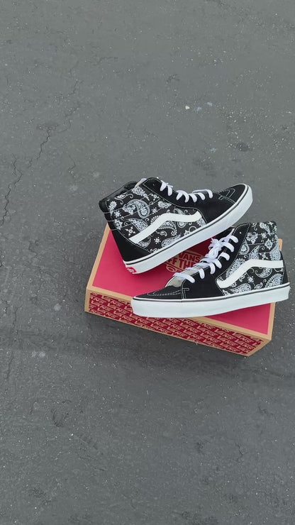 Paisley Sk8-Hi Vans - Custom Bandana Theme High Top Vans Shoes