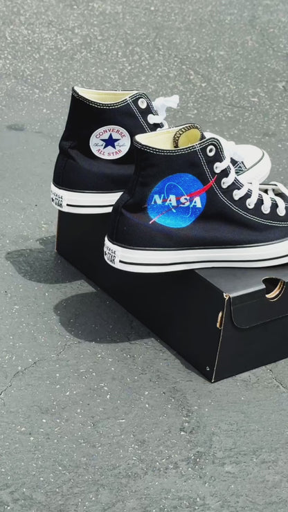 NASA Sneakers - Custom BlackHigh Converse Chuck Taylor Shoes