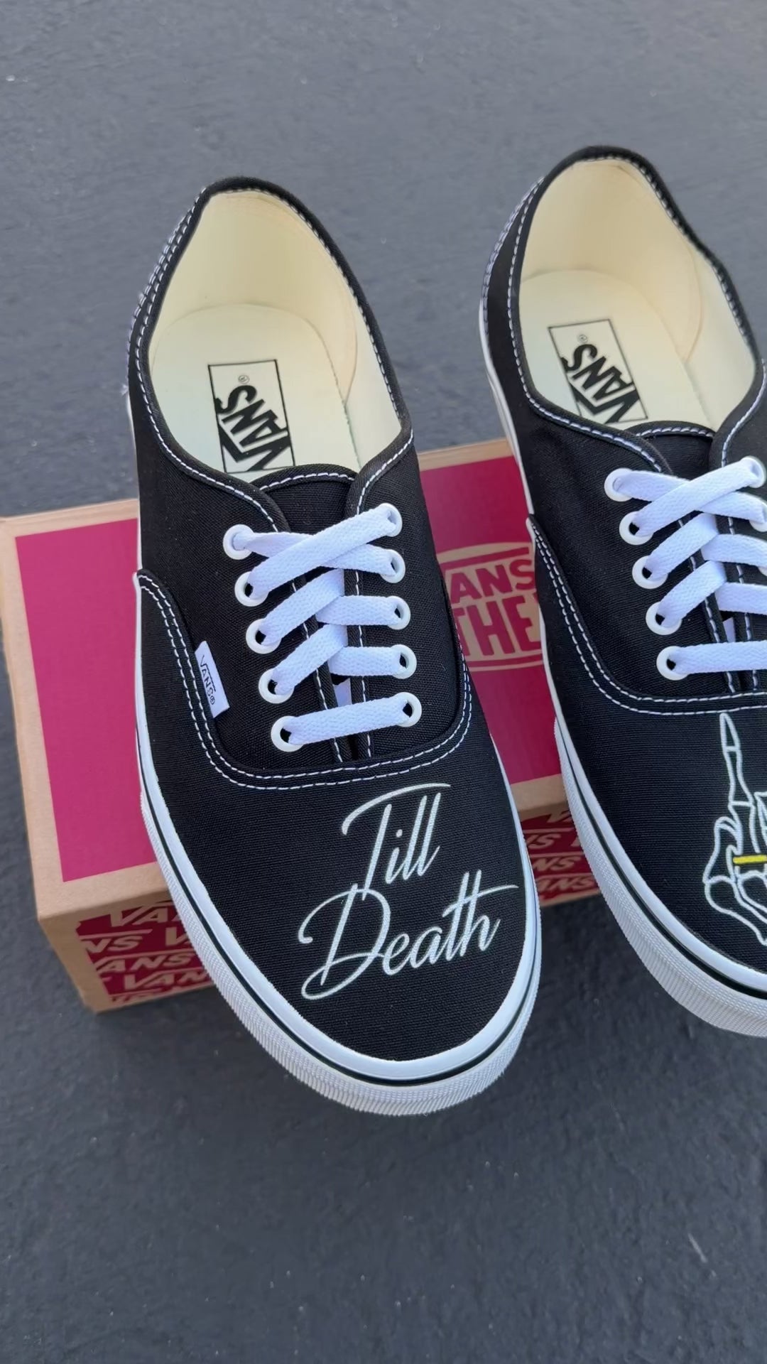 till death ring finger custom vans authentic wedding shoes