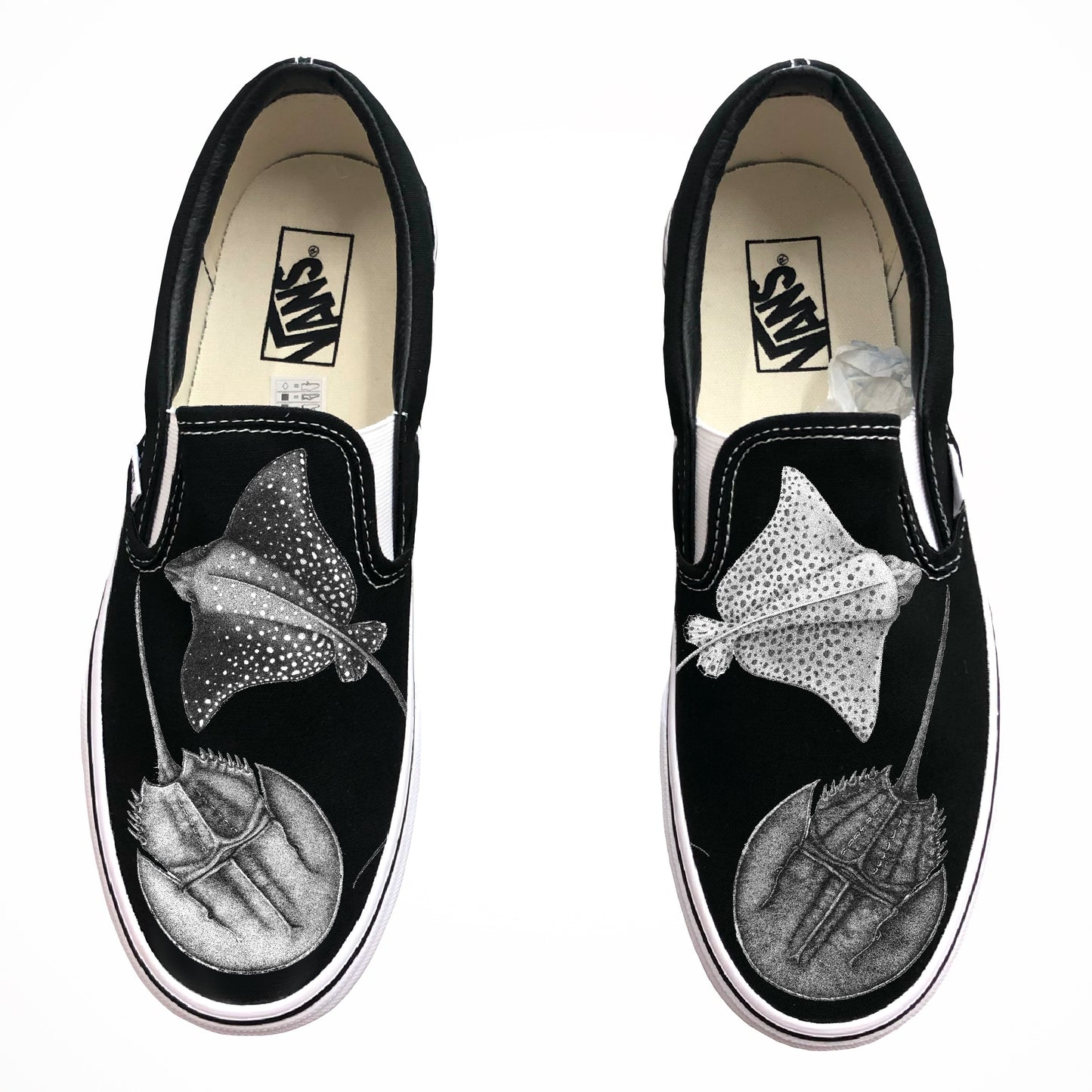 Custom Vans Shoes - Day and Night Slip On Vans - Black Or White Vans