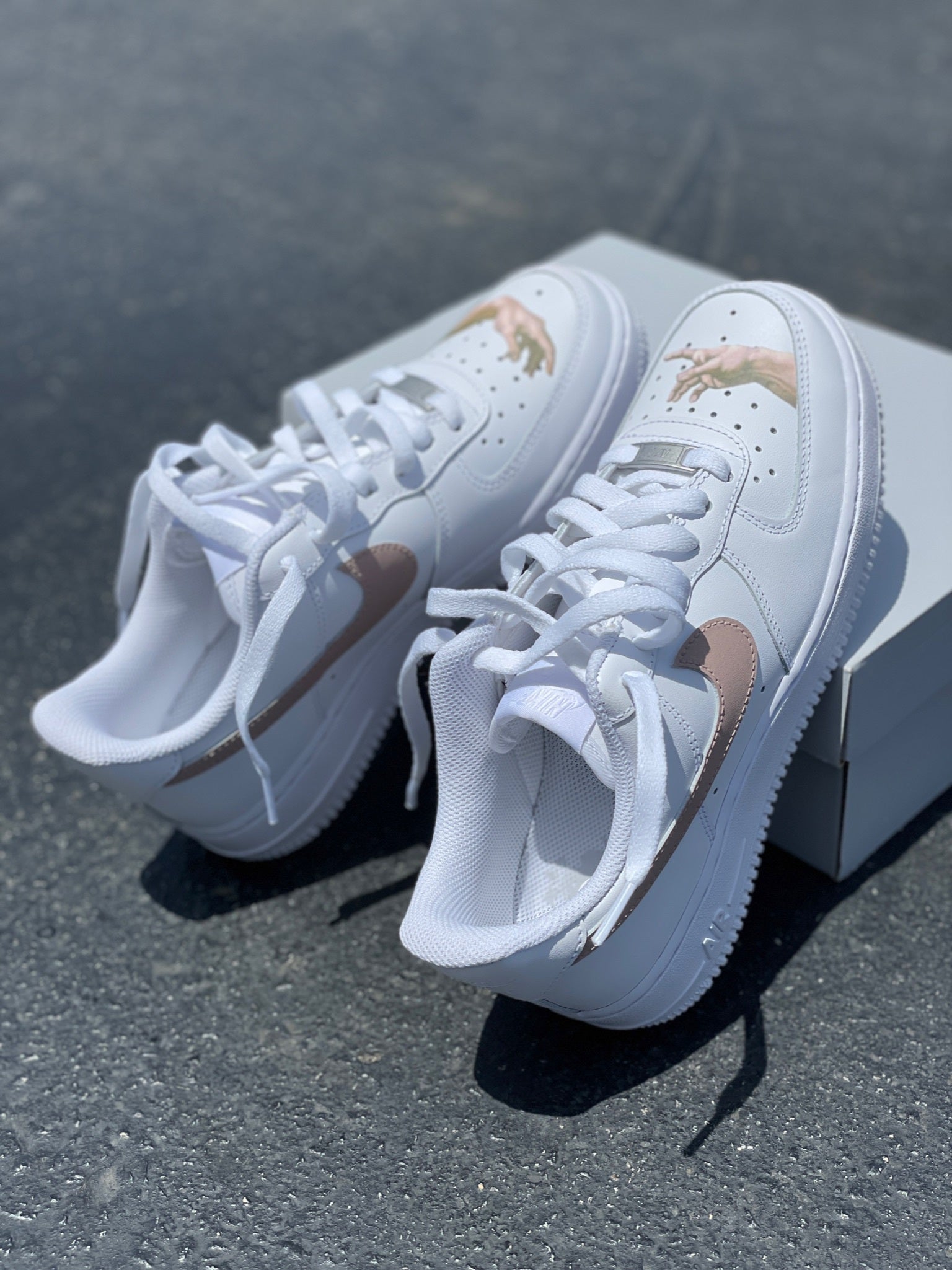 Finger AF1 With Nude Swoosh Custom Shoes BlvdCustom