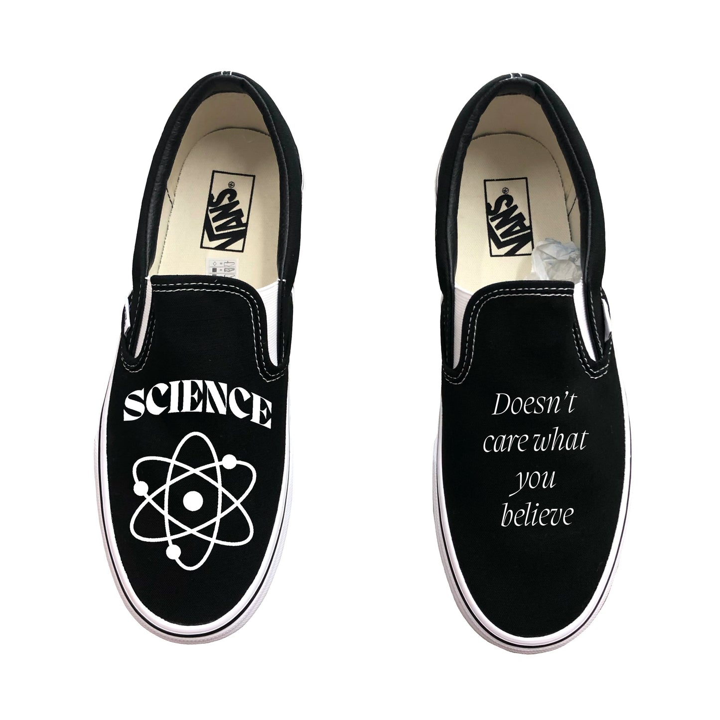 Science Teacher School Custom Black Slip On Vans