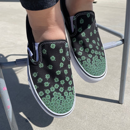 Kids Shoes - Clover Black Slip Ons