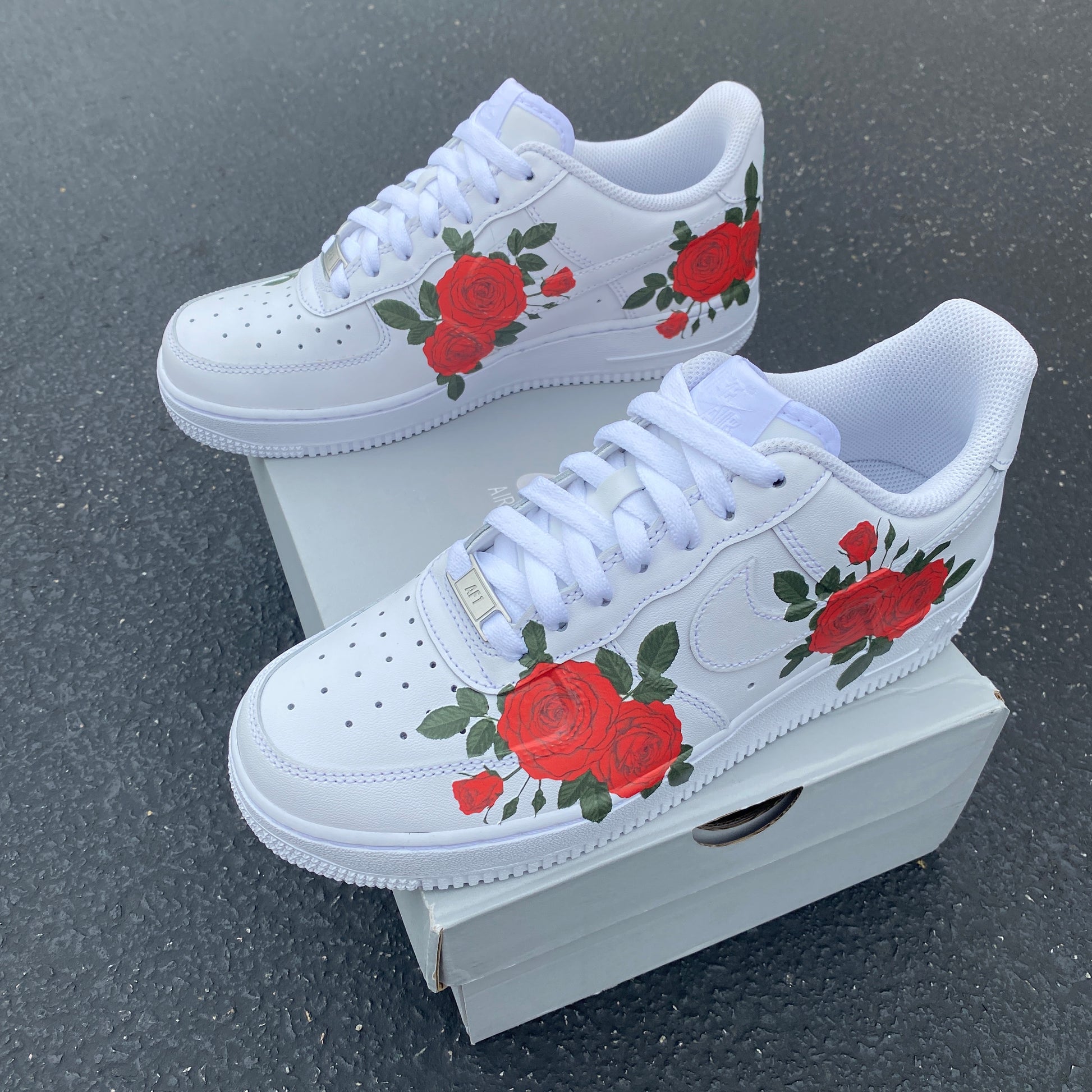 Custom Nike Air Force 1 Red Rose - Custom Nike Shoes – BlvdCustom