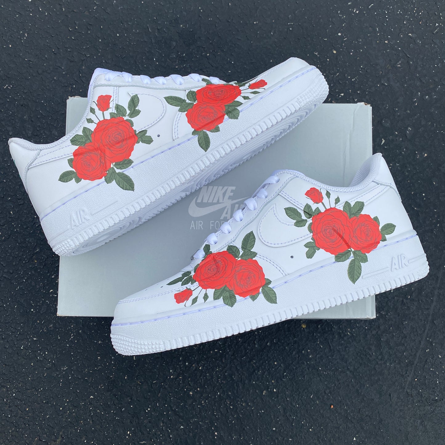 Custom Nike Air Force 1 Red Rose - Custom Nike Shoes – BlvdCustom