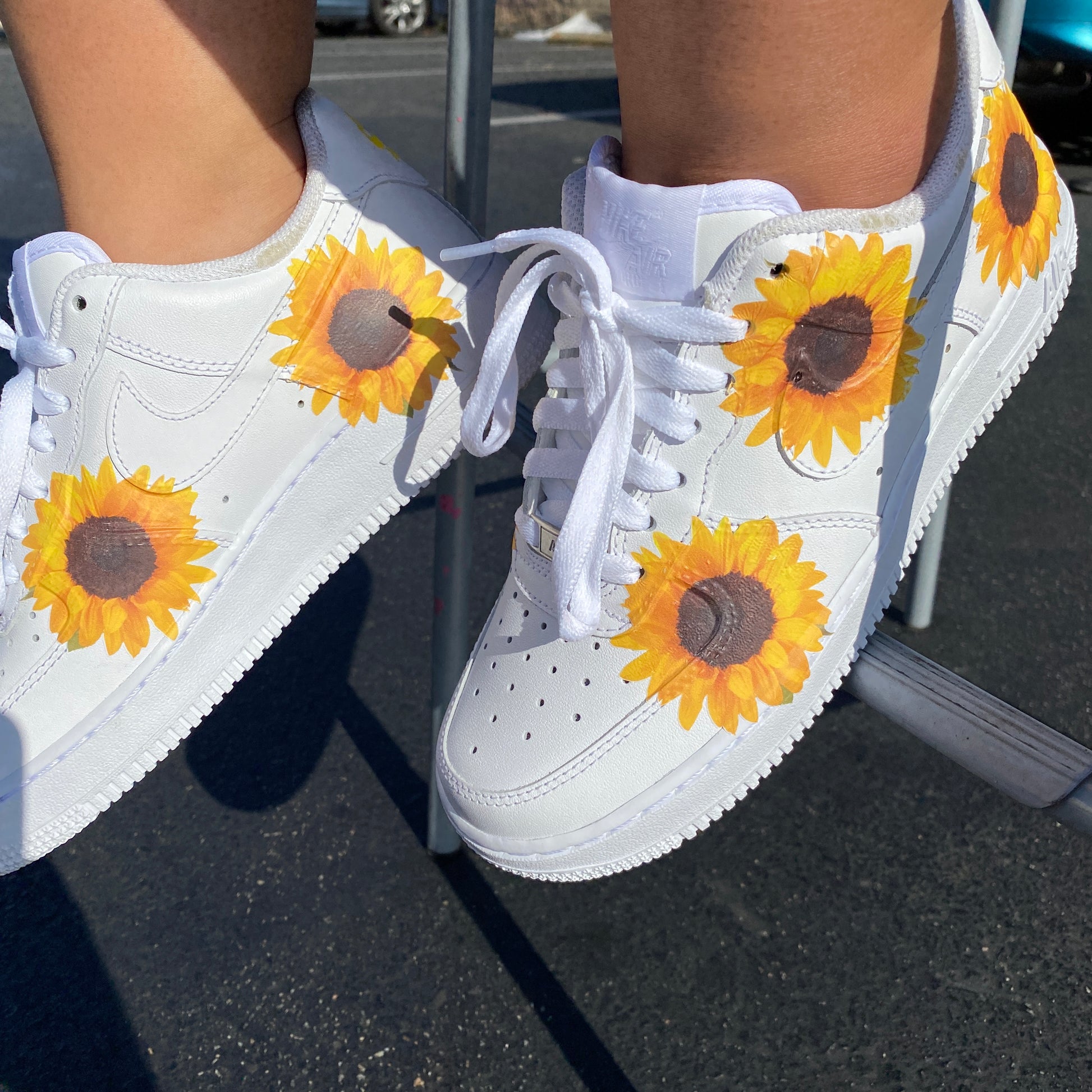 Black / Sunflower Yellow Floral Nike Air Force 1 Custom Sneaker