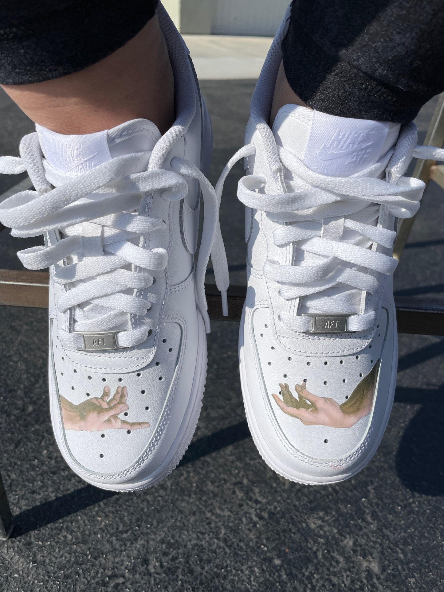 God Finger AF1 With Nude Swoosh