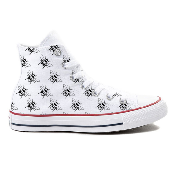 Bee Yourself! White High Tops Custom Converse Shoes BlvdCustom