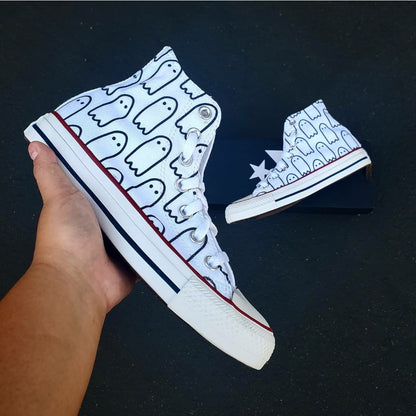 Ghoul Gang White High Tops - Custom Converse Shoes