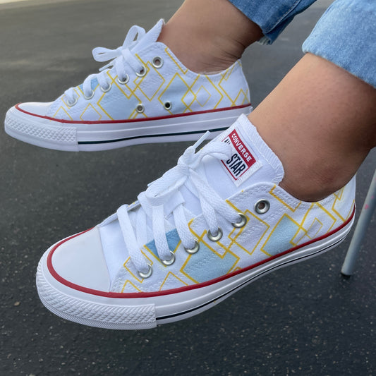 Dancing Diamond Pattern - Custom Low Top Converse