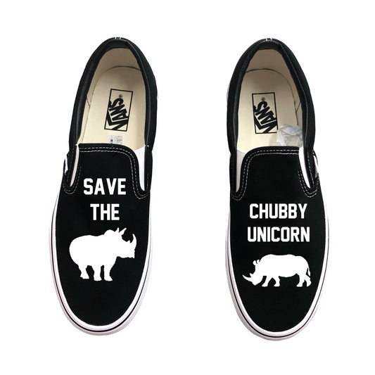 Save The Chubby Unicorn Rhinoceros Animal Custom Slip On Vans