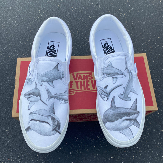 Feeding Frenzy Slip On Vans - Available in Black and White