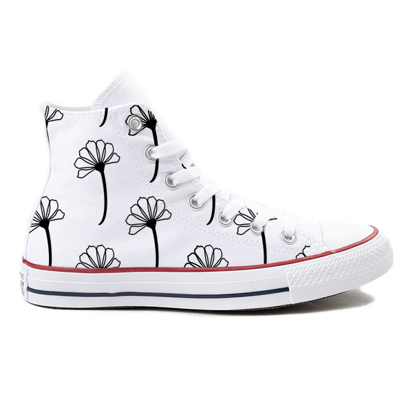 Bloom White High Tops - Custom Converse Shoes