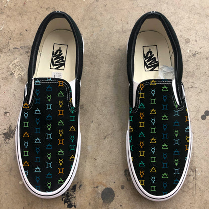 Gemini Symbol Pattern Astrology Horoscope Zodiac - Custom Vans Shoes