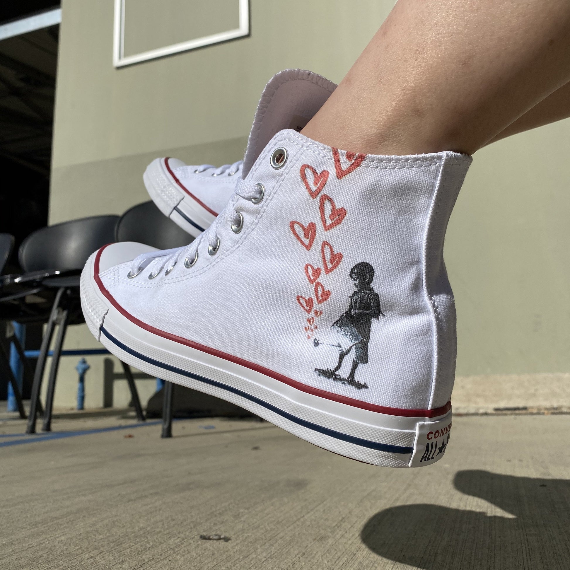 Grow Love Valentine's Day White High Tops Custom Converse Shoes