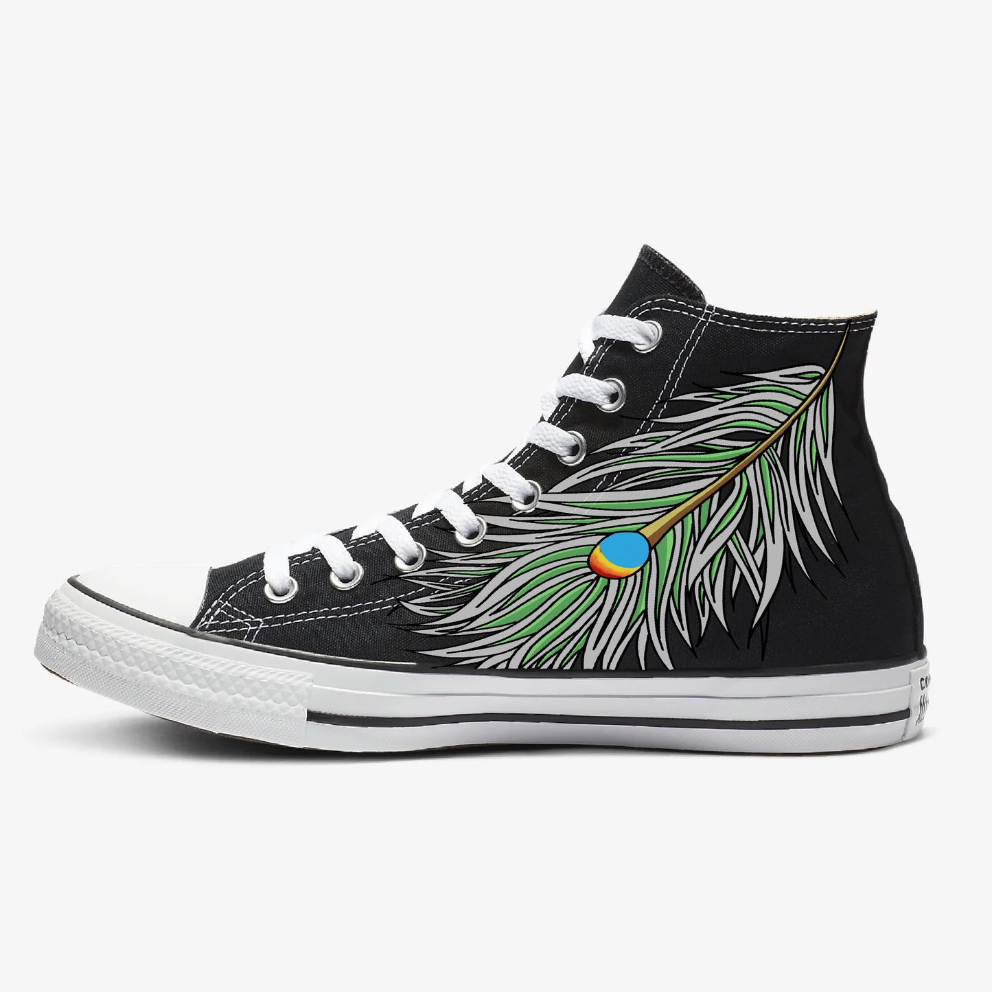 Peacock Feather - Custom Black High Tops