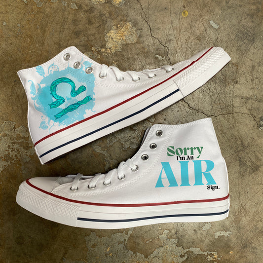 Libra Air Sign Astrology Horoscope Zodiac - Custom White High Top Converse