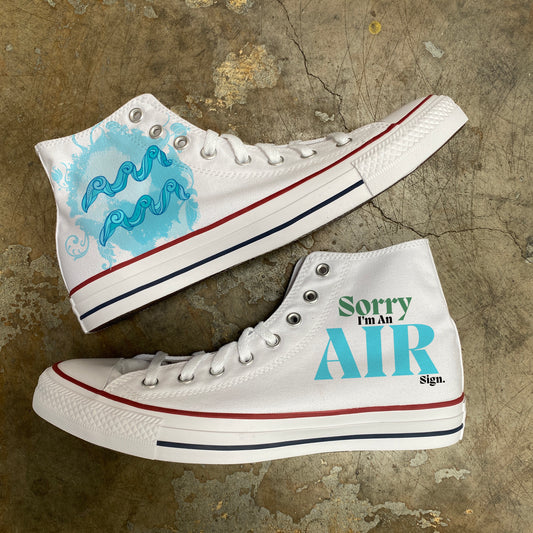 Aquarius Air Sign Astrology Horoscope Zodiac - Custom White High Top Converse - Custom Converse Shoes