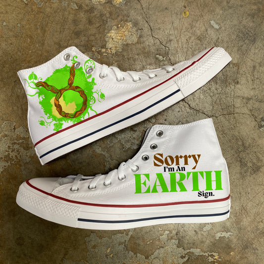 Taurus Earth Sign Astrology Horoscope Zodiac - Custom White High Top Converse