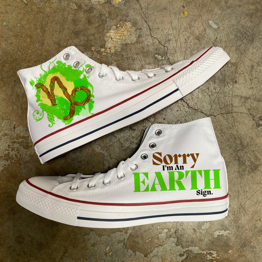 Capricorn Earth Sign Astrology Horoscope Zodiac - Custom White High Top Converse - Custom Converse Shoes