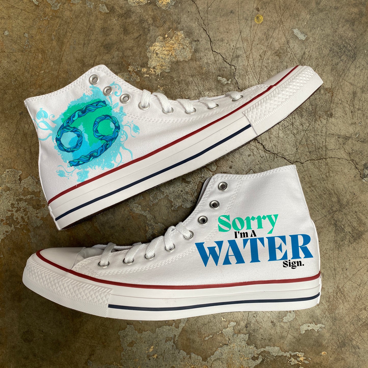 Cancer Water Sign Astrology Horoscope Zodiac - Custom White High Top Converse - Custom Converse Shoes