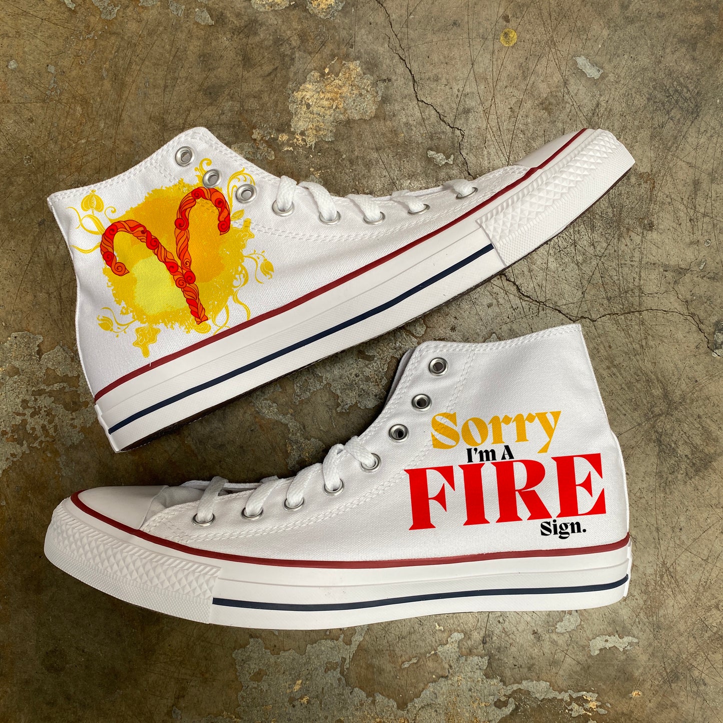 Aries Fire Sign Astrology Horoscope Zodiac - Custom White High Top Converse - Custom Converse Shoes