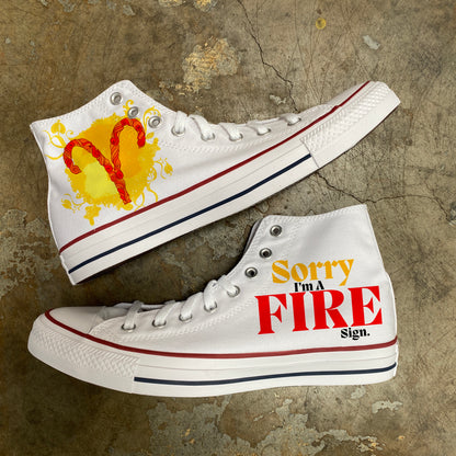 Aries Fire Sign Astrology Horoscope Zodiac - Custom White High Top Converse - Custom Converse Shoes