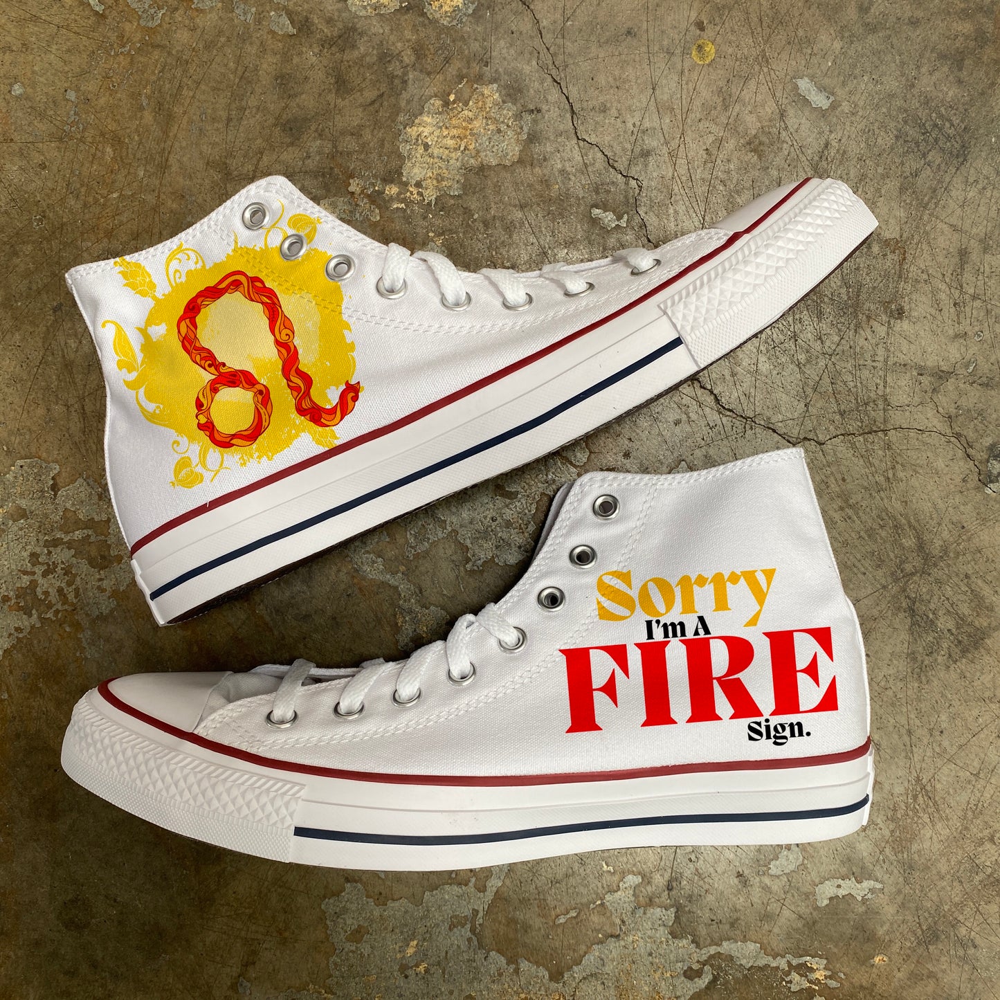 Leo Fire Sign Astrology Horoscope Zodiac - Custom White High Top Converse