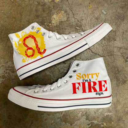 Leo Fire Sign Astrology Horoscope Zodiac - Custom White High Top Converse
