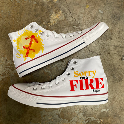 Sagittarius Fire Sign Astrology Horoscope Zodiac - Custom White High Top Converse