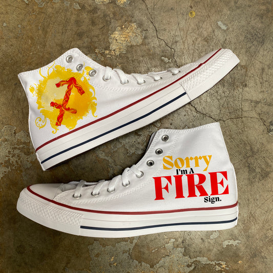 Sagittarius Fire Sign Astrology Horoscope Zodiac - Custom White High Top Converse