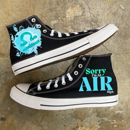 Libra Air Sign Astrology Horoscope Zodiac - Custom Black High Top Converse