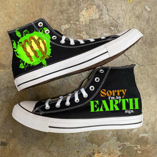 Virgo Earth Sign Astrology Horoscope Zodiac - Custom Black High Top Converse