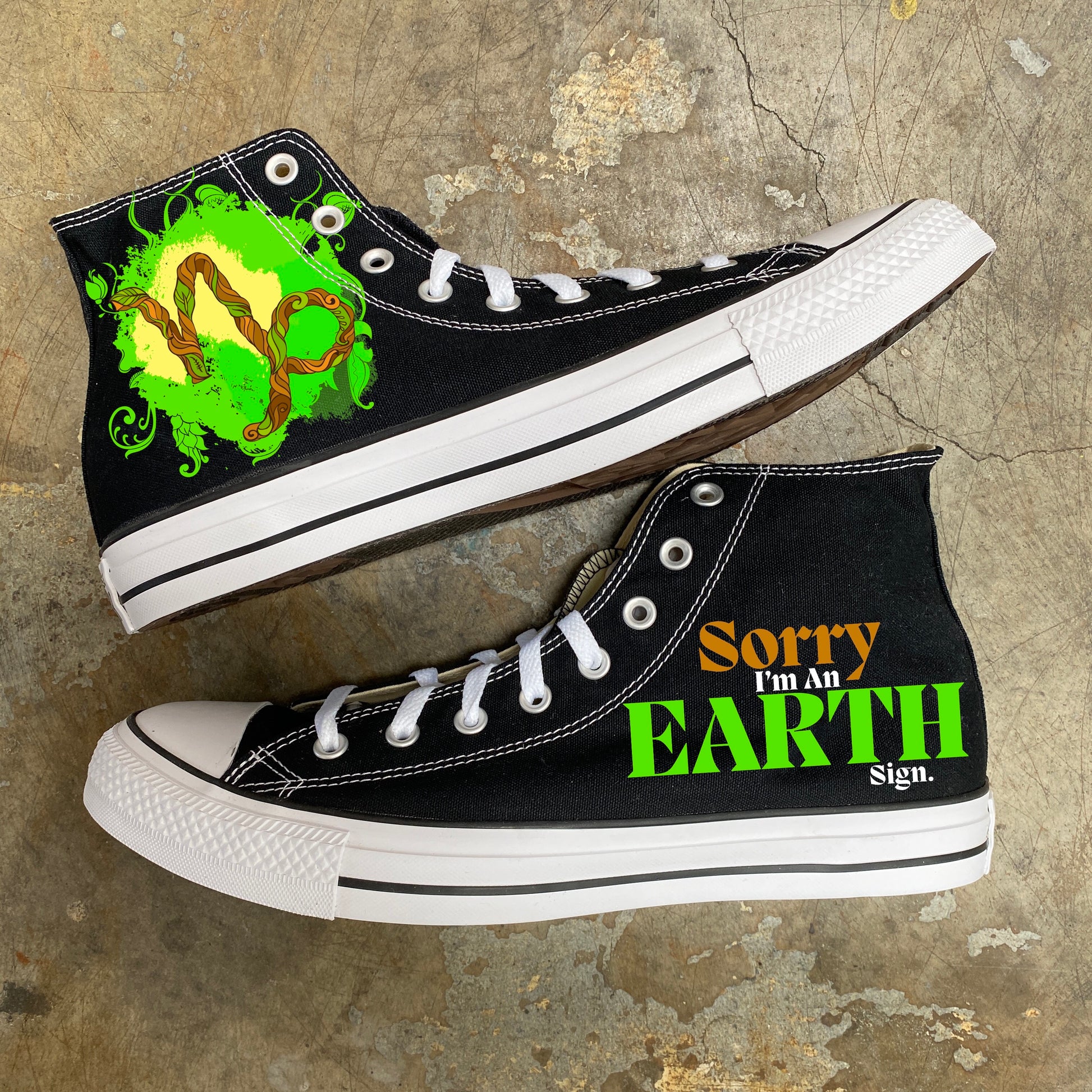 Capricorn Earth Sign Astrology Horoscope Zodiac - Custom Black High Top Converse - Custom Converse Shoes