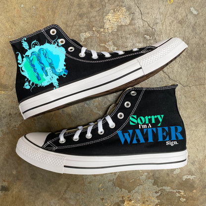 Scorpio Water Sign Astrology Horoscope Zodiac - Custom Black High Top Converse