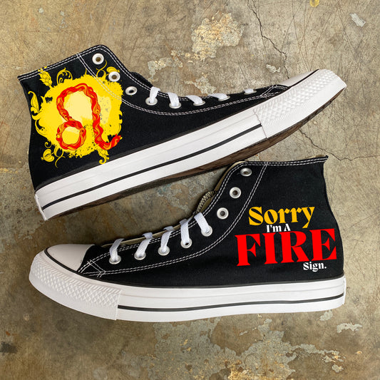 Leo Fire Sign Astrology Horoscope Zodiac - Custom Black High Top Converse