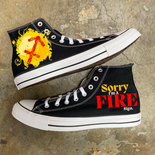 Sagittarius Fire Sign Astrology Horoscope Zodiac - Custom Black High Top Converse
