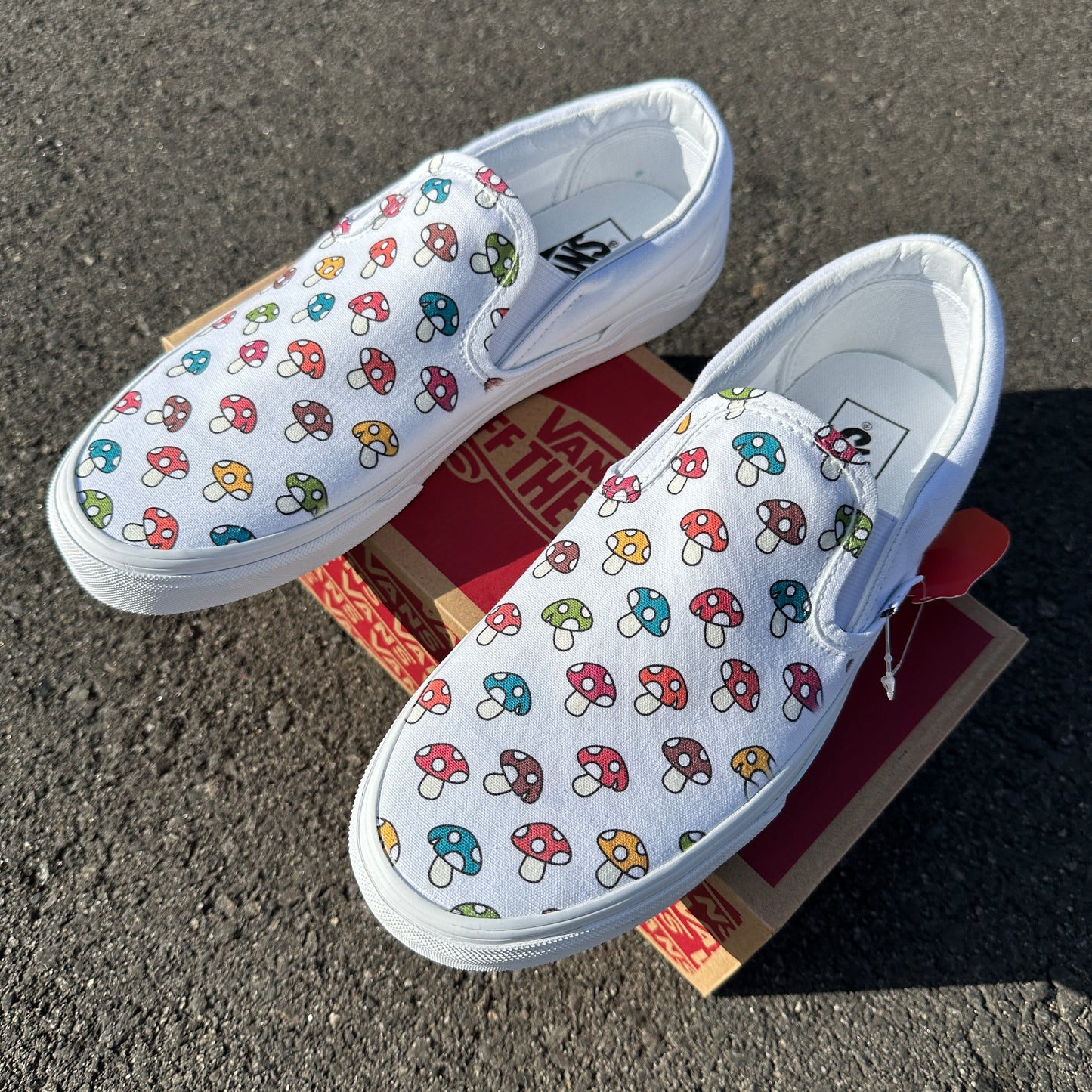 Mushroom themed custom Vans Slip On Sneakers - ShopperBoard